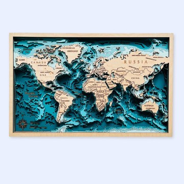 多層木製世界地圖