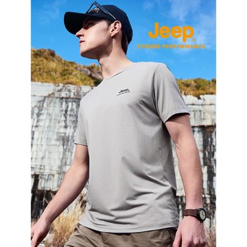 jeep短袖男夏季新款冰感涼爽速干T恤男士戶外吸濕透氣彈力上衣潮