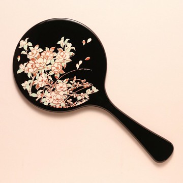 蒔繪手鏡 (大) 高盛蒔繪 椿 山中漆器