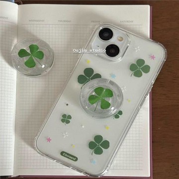 日韓ins小眾設計幸運四葉草適用于適用于iphone16/15pro/15promax/15/14/13/12透明手機殼蘋果11保護殼套