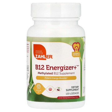 Zahler, B12 Energizer+，高級 B12 配方，天然櫻桃，5000 微克，120 片
