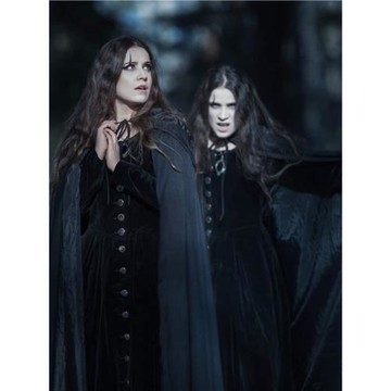 萬圣節吸血鬼惡魔天鵝絨披風連帽斗篷cosplay恐怖扮演派對舞臺裝*