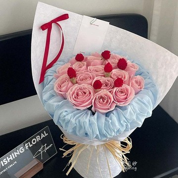ins風鎖住公主的心絃玫瑰仿真花束成品聖誕節禮物送女生閨蜜朋友