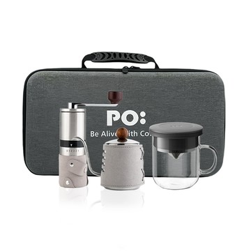 PO: 丹麥旅行咖啡手提三件組(手沖壺-共2色/咖啡磨2.0/玻璃杯350ml-共4色)
