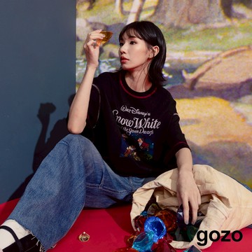 【gozo】迪士尼系列 小矮人發現寶石抗菌寬鬆T恤(黑色_F) | 女裝 圓領 休閒