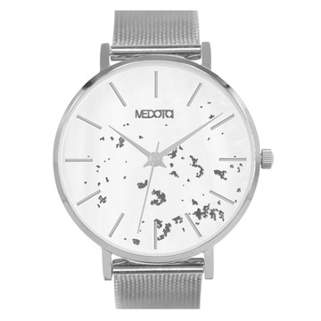 [MEDOTA] TWINKLE 星點貝殼面簡約米蘭錶帶手錶-銀色 / TE-12503
