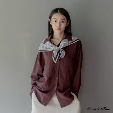 [兩件1580]絲滑長袖襯衫（附領巾） PizzaCutFive PCF253401010