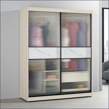 5尺鋁框滑門衣櫥 收納衣櫃 儲物衣帽間 玻璃櫃子 玻璃門衣櫥【149A0423】Leader傢居館149-A212+A213