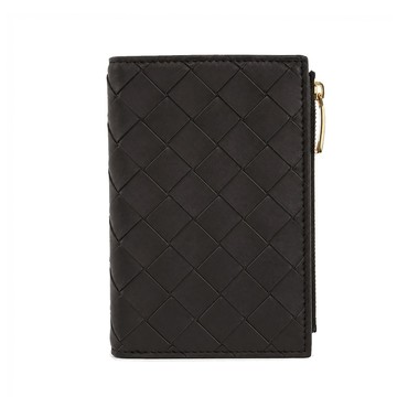 [平輸版]BOTTEGA VENETA Bi-Fold 經典編織羊皮對開中夾(咖啡)真品平輸