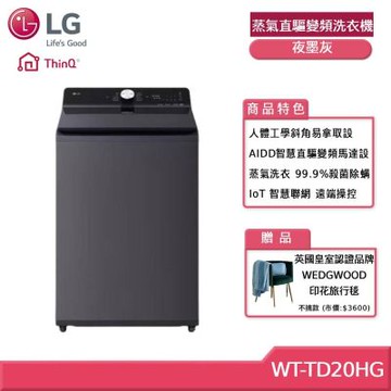 LG樂金 WT-TD20HG 20公斤 AIDD 蒸氣直驅變頻洗衣機 夜墨灰 贈基本安裝 (獨家送好禮)