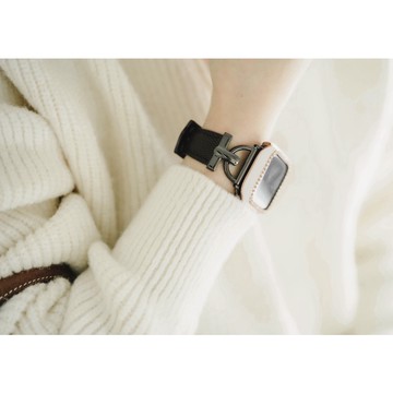 【斷貨最後庫存】 質感鱷魚紋金屬扣環真皮錶帶適用Apple Watch11代 SE3 44 40 42 46mm