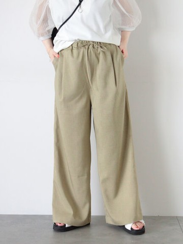 鬆緊腰綁帶休閒寬褲(FF43L0F0480) - ehka sopo