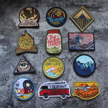 刺繡魔術貼風景士氣補丁戶外探險露營旅行者粘貼臂章Morale Patch