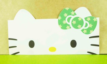 【震撼精品百貨】Hello Kitty 凱蒂貓~頭型卡片-星星綠