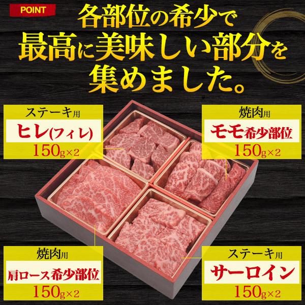 A5ランク 牛肉 極4点 メガ盛りセット 神戸牛＆松阪牛 1200g ステーキ用 焼肉用 希少部位 ヒレ サーロイン 肩ロース モモ 黒毛和牛 霜降り お歳暮 お中元 ギフト