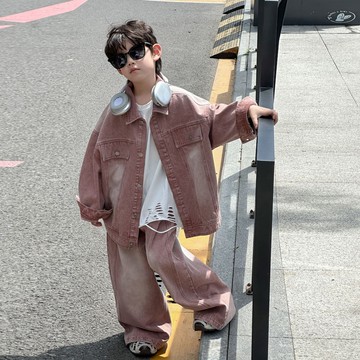 男童牛仔套裝春秋款2025新款兒童潮酷兩件套男孩秋季衣服織裏童裝(鑫弘-萌寶童裝)可開發票