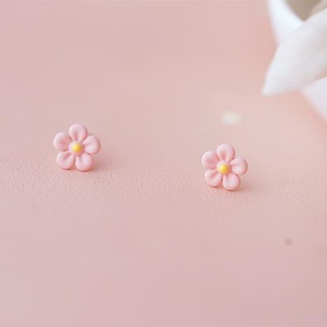 迷你粉色花朵耳釘925純銀針可愛小清新甜美少女心耳環2022年新款