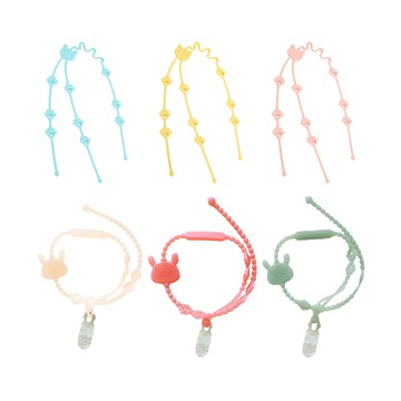 JoyNa - 2入組-食品級矽膠奶嘴鍊 奶嘴夾 手帕夾-2入-半透明款(含夾扣)-顏色隨機
