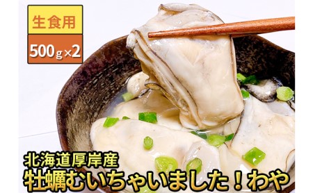 北海道 厚岸産 牡蠣 むいちゃいました！ わや 生食用 500g×2 (合計1kg) カキ むき身