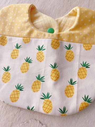 夏季黃鳳梨。純棉六層紗水滴圍兜/可雙面用