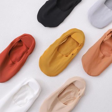 5雙裝 一片式無痕任意剪超薄冰絲船襪女夏棉底防滑硅膠深口隱形襪