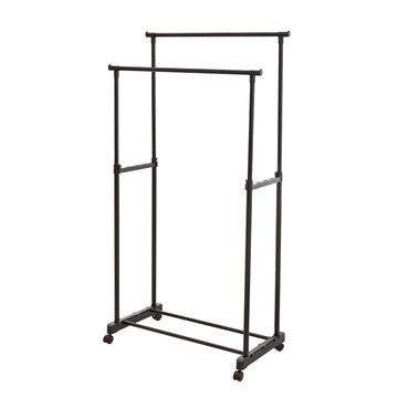 【H&R安室家】台製簡約雙桿升降曬衣架 曬衣桿 掛衣架 HG22B黑色