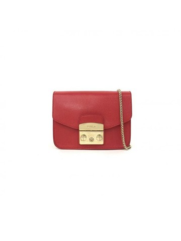 furla 紅色 Metropolis 皮革鍊條肩背包