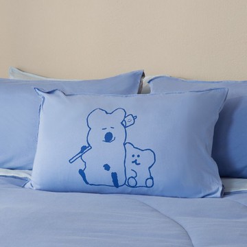 DINOTAENG | QUOKKA & BOBO 純棉網印信封式枕套-海島藍