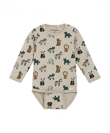 動物園褐色長袖包屁衣86cm