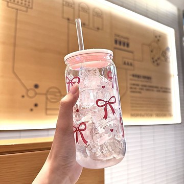 ✨臺灣出貨✨印花水杯女生高顏值塑料杯ins大容量卡通牛奶咖啡奶茶有蓋吸管杯