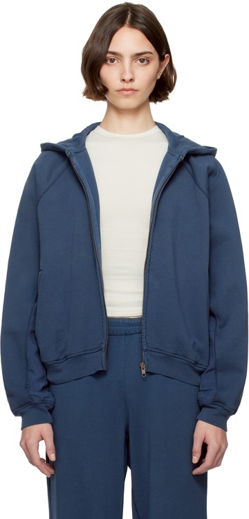 SKIMS 蓝色 French Terry Relaxed Zip Up 连帽衫