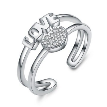 現貨+預購 925純銀戒指鑲鑽銀飾-氣質簡單愛情七夕情人節生日禮物女配件73an6【獨家進口】【米蘭精品】