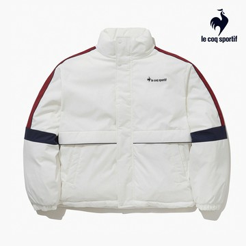 【LE COQ SPORTIF 法國公雞】男女款米色休閒潮流雙面穿羽絨外套LKU63292