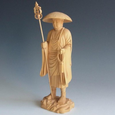 仏教美術 空海法師 弘法大師空海 供養品 木彫仏像 災難除去 彫刻 極上質-