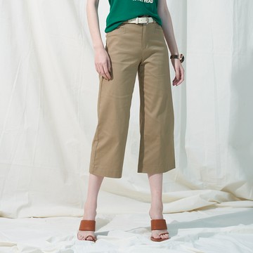 CLL巧玲瓏 日系素面卡其顯瘦寬褲(不含腰帶) 7512609