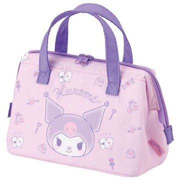 小禮堂 酷洛米 寬口保冷便當袋 (粉紫撲克款)