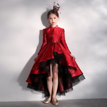 兒童禮服花童公主裙蓬蓬紗女童走秀鋼琴演出服小主持人晚禮服秋冬