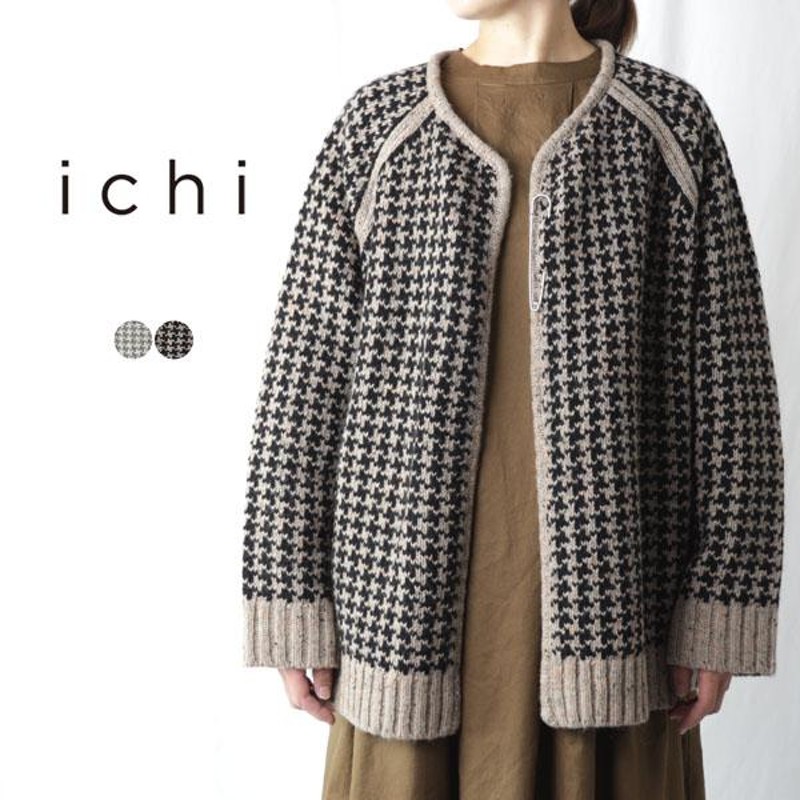 ICHI イチ ichi カーディガン レディース 秋冬 ニット 千鳥