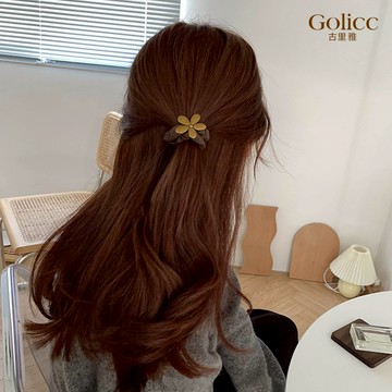 【Gulicc 】古莉可 髮圈 韓版金屬長方花朵髮圈