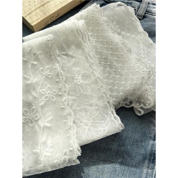 新款甜美蕾絲腰帶女配裙子牛仔褲褲帶白色絲帶腰繩細長條絲巾發帶