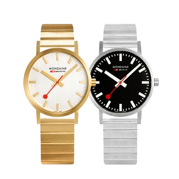 MONDAINE 瑞士國鐵 SBB Classic Metal腕錶 - 36mm 金色/黑色