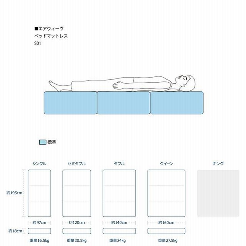エアウィーヴ シングル厚さ18cm エアウィーヴ ベッドマットレス S01