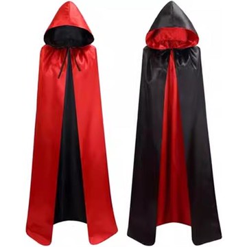 萬圣節COS長款雙層斗篷男女通用多色連帽披風角色扮演吸血鬼披肩*
