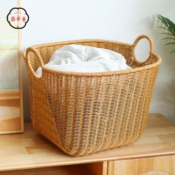 免運 髒衣籃 收納籃 髒衣簍 收納筐 衣服收納 仿藤編家用臟衣籃大號洗衣籃酒店民宿浴巾衣服筐臟衣簍雜物收納籃 工廠現貨直銷 全館八折 售後保障 z5620