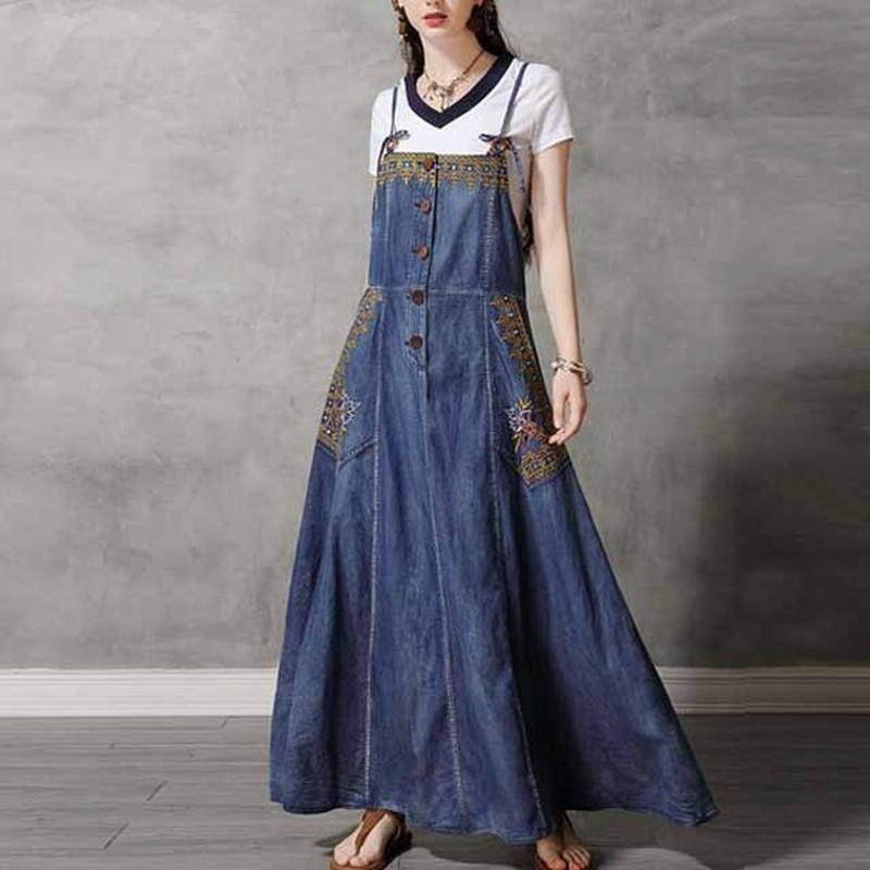 レディース デニム ワンピース ロング マキシ丈 ノースリーブ キャミソール キャミワンピ マキシワンピース ロングワンピース キャミワンピ 大きいサイズ 春 夏 通販 Lineポイント最大0 5 Get Lineショッピング