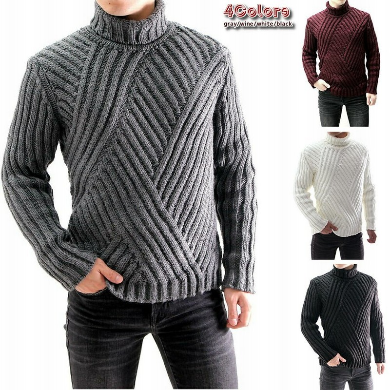 タートルネック ニット ハイネック ローゲージ セーターメンズ 厚地 モックネック 秋 冬 厚手 黒 グレー 白 エンジ 通販 Lineポイント最大0 5 Get Lineショッピング