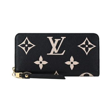 Louis Vuitton 雙色Monogram Empreinte皮革拉鍊長夾(黑色)_廠商直送