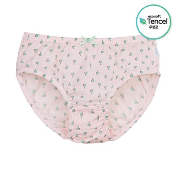 韓國 Ppippilong - 天絲纖維透氣三角褲(女寶)-滿版心紋-粉