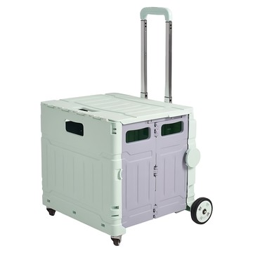 Life+ 多功能秒開收折疊式購物手拉車 四輪款  薄荷綠  1個