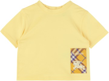 Burberry 黄色 Check Label Cotton 婴儿 T 恤